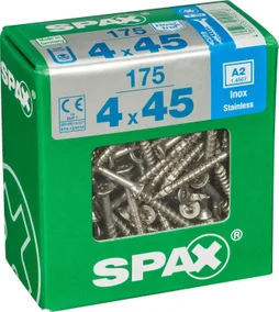 Lot De 175 Vis Inox Tête Fraisée Torx Spax, Diam.4 Mm X L.45 Mm