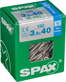 Lot De 150 Vis Inox Tête Fraisée Torx Spax, Diam.3.5 Mm X L.40 Mm