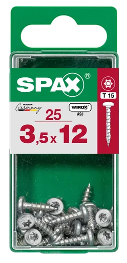 Lot De 25 Vis Acier Tête Ronde Torx Spax, Diam.3.5 Mm X L.12 Mm