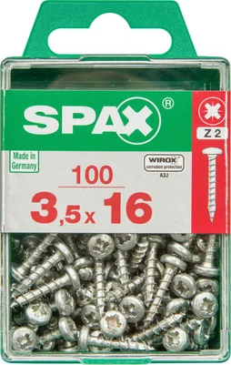 Lot De 100 Vis Acier Tête Ronde Spax, Diam.3.5 Mm X L.16 Mm