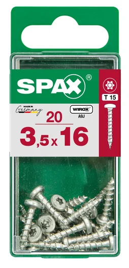 Lot De 20 Vis Acier Tête Ronde Torx Spax, Diam.3.5 Mm X L.16 Mm