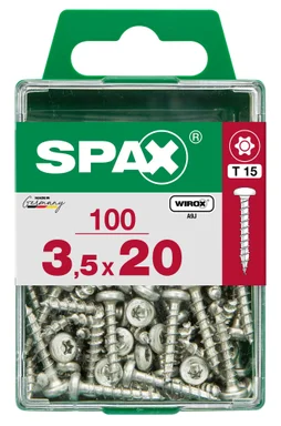 Lot De 100 Vis Acier Tête Ronde Spax, Diam.3.5 Mm X L.20 Mm