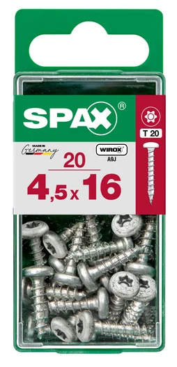 Lot De 20 Vis Acier Tête Ronde Torx Spax, Diam.4.5 Mm X L.16 Mm