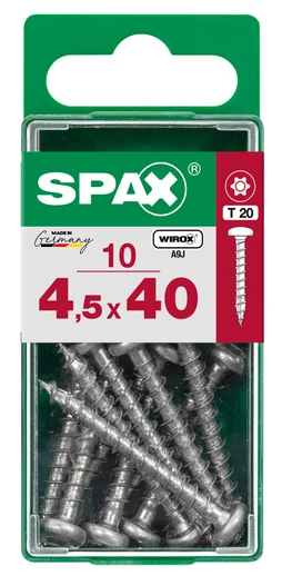 Lot De 10 Vis Acier Tête Ronde Pozidriv Spax, Diam.4.5 Mm X L.40 Mm