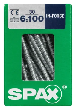 Lot De 30 Vis Acier Tête Cylindrique Spax, Diam.6 Mm X L.100 Mm