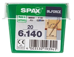 Lot De 20 Vis Acier Tête Cylindrique Spax, Diam.6 Mm X L.140 Mm
