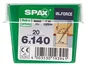 Lot De 20 Vis Acier Tête Cylindrique Spax, Diam.6 Mm X L.140 Mm