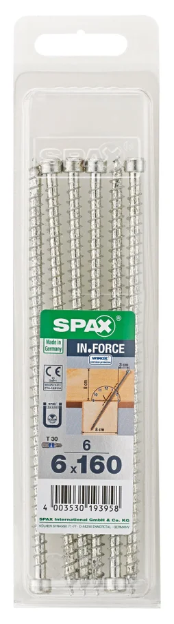 Lot De 6 Vis Acier Tête Cylindrique Spax, Diam.6 Mm X L.160 Mm