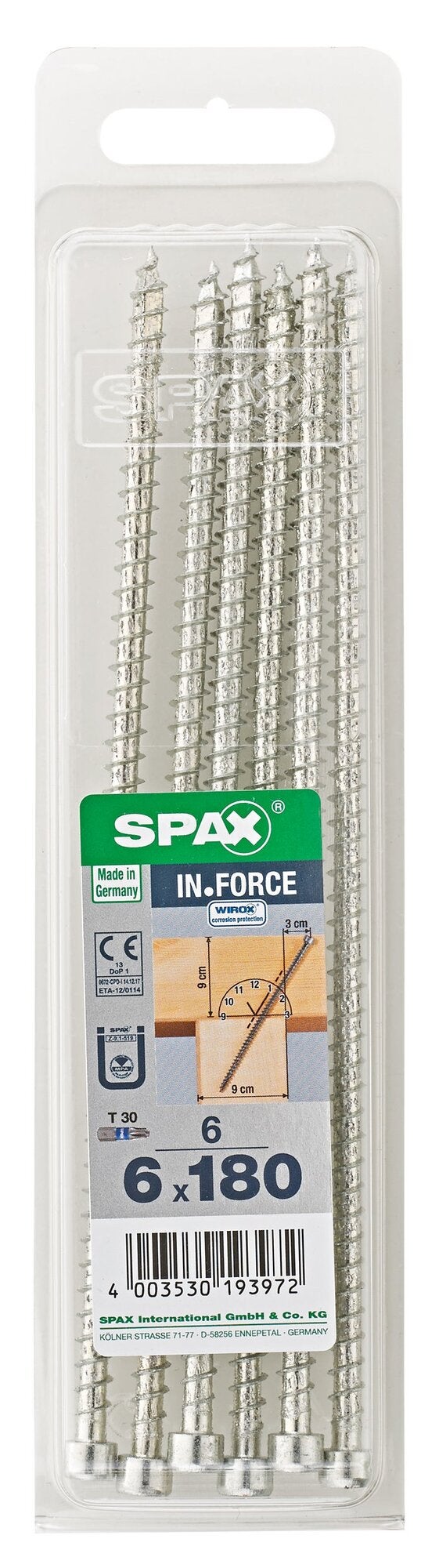 Lot De 6 Vis Acier Tête Cylindrique Spax, Diam.6 Mm X L.180 Mm