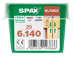 Lot De 20 Vis Acier Tête Fraisée Bombée Torx Spax, Diam.6 Mm X L.140 Mm