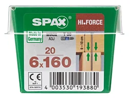 Lot De 20 Vis Acier Tête Fraisée Bombée Torx Spax, Diam.6 Mm X L.160 Mm