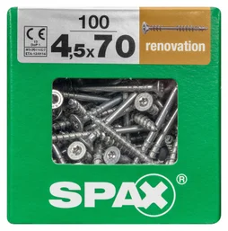 Lot De 100 Vis Acier Tête Fraisée Torx Spax, Diam.4.5 Mm X L.70 Mm
