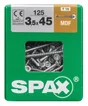 Lot De 125 Vis Acier Tête Fraisée Pozidriv Spax, Diam.3.5 Mm X L.45 Mm