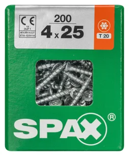 Lot De 200 Vis Acier Tête Fraisée Torx Spax, Diam.4 Mm X L.25 Mm