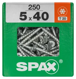 Lot De 250 Vis Acier Tête Fraisée Torx Spax, Diam.5 Mm X L.40 Mm
