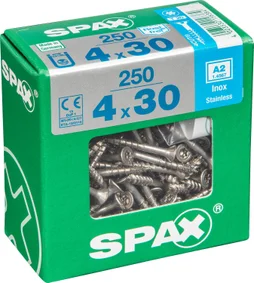Lot De 250 Vis Inox Tête Fraisée Torx Spax, Diam.4 Mm X L.30 Mm