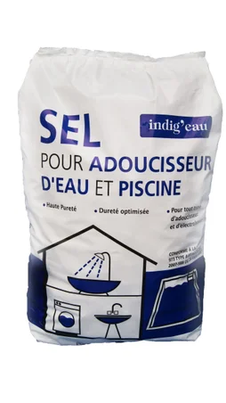 Sac de 25 kg de sel pastille adoucisseur eau et piscine Indig Eau