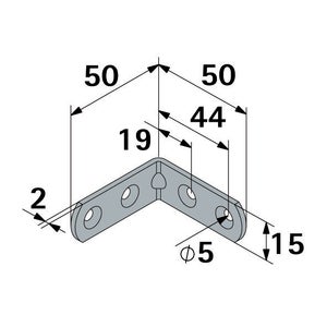 1 Équerre D'Assemblage Poli Hettich, L.50 Mm