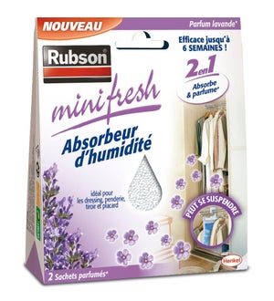 Absorbeur d'humidité parfum lavande pour placard, RUBSON Minifresh, 2 m²