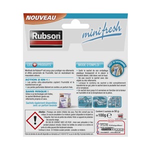 Absorbeur d'humidité parfum neutre pour placard, RUBSON Minifresh, 2 m²