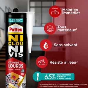 Colle fixation polymere int/ext pattex ni clou ni vis objet lourd 460g