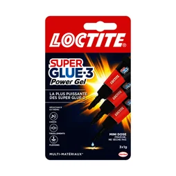 Colle de reparation loctite superglue-3 power gel tube 1g x3