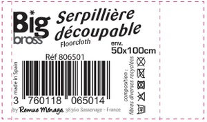 Serpillere fibres recyclées 50x100cm recoupable 2en1