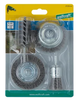 Lot De 4 Brosses Pour Perceuse Pour Multimatière Wolfcraft, Diam.25 Et 75 Mm