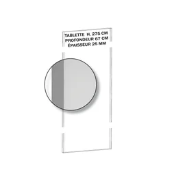 Tablette Melamine 275X67Cm Epaisseur 25Mm Blanche