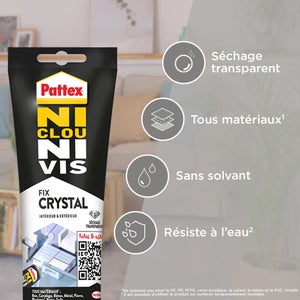 Colle fixation polymere int/ext pattex ni clou ni vis crystal tube 90g