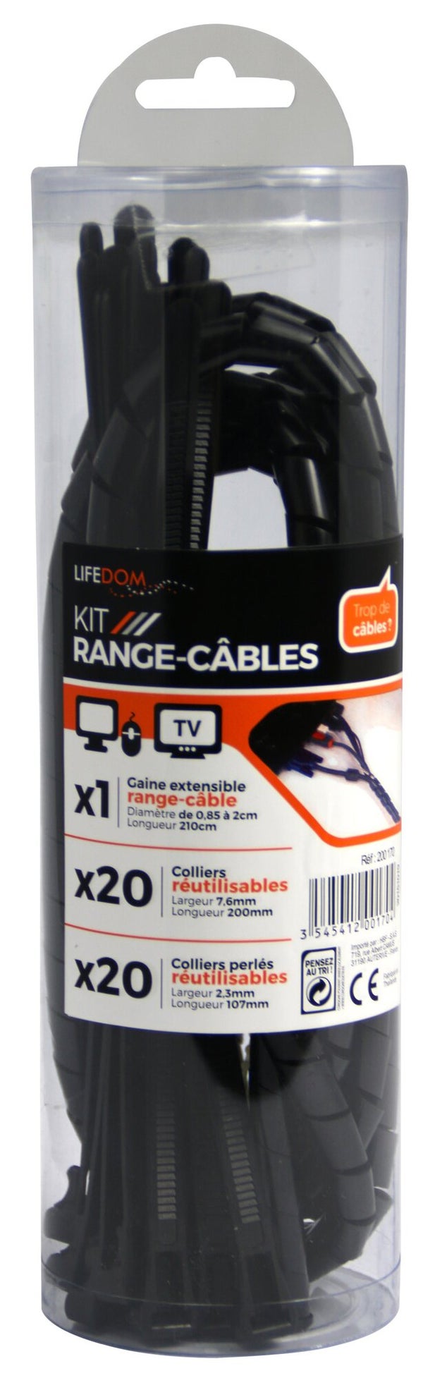 Kit Range-Câble 40 Colliers Et 1 Gaine
