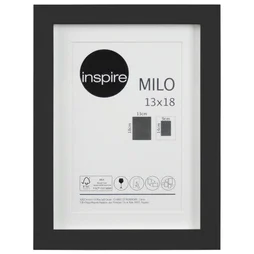 Cadre Milo, l.13 x H.18 cm, bois noir, INSPIRE