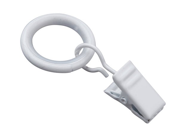 Anneaux et crochets barre de vitrage Clip 9 mm métal blanc mat