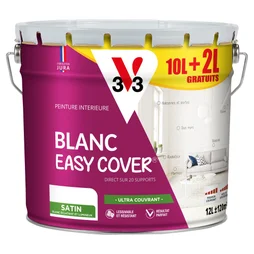 Peinture multisupport V33 Easy cover® blanc couvrant satiné, 12 l