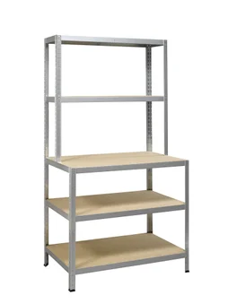 Etagère métal  bois l100 x H186 x P60cm 5 tablettes strong work gris