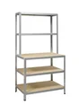 Etagère métal  bois l100 x H186 x P60cm 5 tablettes strong work gris