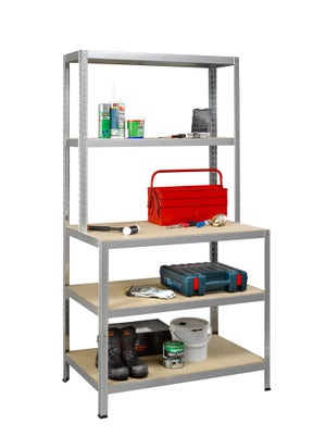 Etagère métal bois l100 x H186 x P60cm 5 tablettes strong work gris