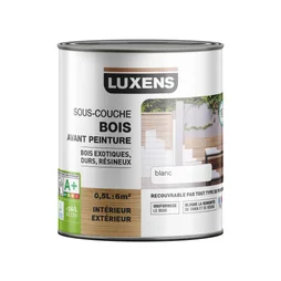 Sous-couche bois intérieur et extérieur avant peinture, LUXENS, 0,5L blanc