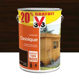 Lasure V33 Classique 4 ans chêne foncé satiné 5L+20% gratuit