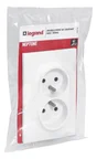 Double Prise Avec Terre Vertical Neptune, Blanc, Legrand