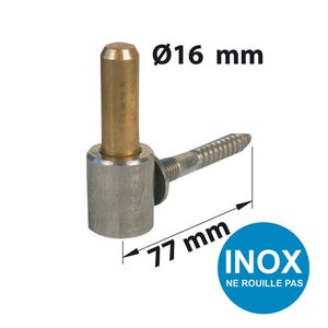 Gond À Visser Inox Brossé, Dia. 16 X Ht. 77 Mm