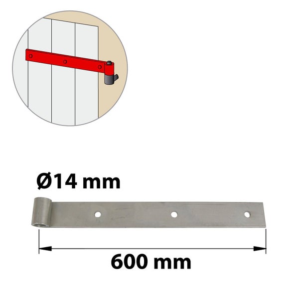 Penture Droite Dia. 14 Mm Inox Brossé, H.35 X L.600 X P.22 Mm