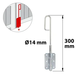 Verrou Baïonnette Acier Zingué, H.300 X L.60 X P.20 Mm