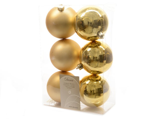 Boule Noel polystyrene d8cm or clair brillant/mat lot de 6