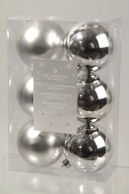 Boule Noel polystyrene d8cm argent brillant/mat lot de 6