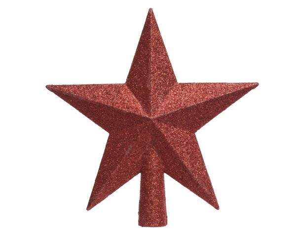 Cimier etoile de Noel polystyrene 19x19x4.2cm rouge paillete