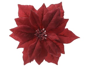 Décoration florale Poinsettia pour arbre de noël en soie rouge