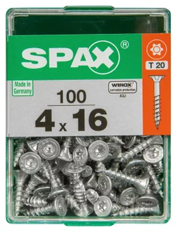 Lot De 100 Vis Acier Tête Autofraisée Plate Spax, Diam.4 Mm X L.16 Mm