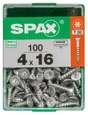 Lot De 100 Vis Acier Tête Autofraisée Plate Spax, Diam.4 Mm X L.16 Mm