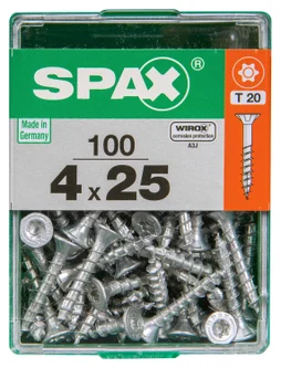 Lot De 100 Vis Acier Tête Autofraisée Plate Spax, Diam.4 Mm X L.25 Mm